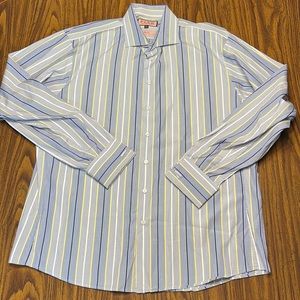Pink Thomas Pink Men’s Striped Button Down Shirt Size 17 1/2 Slim Fit